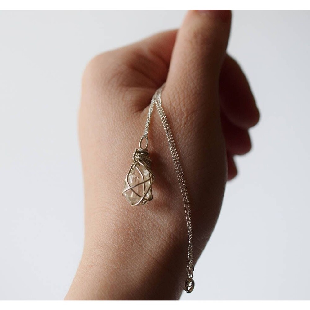 Diamond Necklace, Sterling Silver Raw Diamond Necklace, Rough Diamond Necklace,
